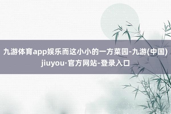 九游体育app娱乐　　而这小小的一方菜园-九游(中国)jiuyou·官方网站-登录入口